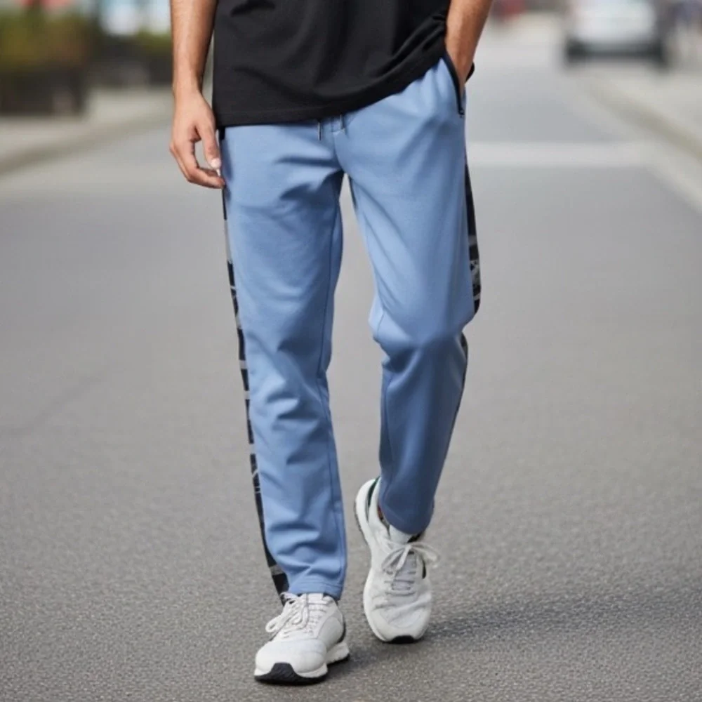 Aimpact Men’s Joggers Blue/Blk Camo Zip Leg Joggers Size-Small NWT